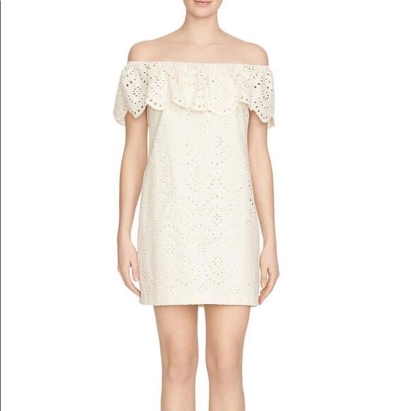 Cynthia Steffe Cream Eyelet Off Shoulder Dress Women 2 Mini Romantic Girly Bride - Picture 1 of 11